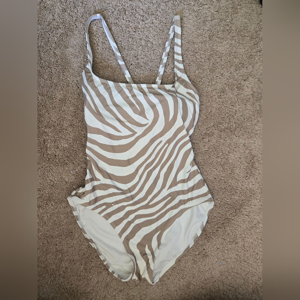 Michael Kors Tan and White Onepiece Swimsuit